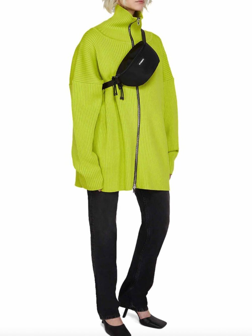 $1460 Vetements Lime Yellow Knit Ribbed Oversized Pullover unisex size Small